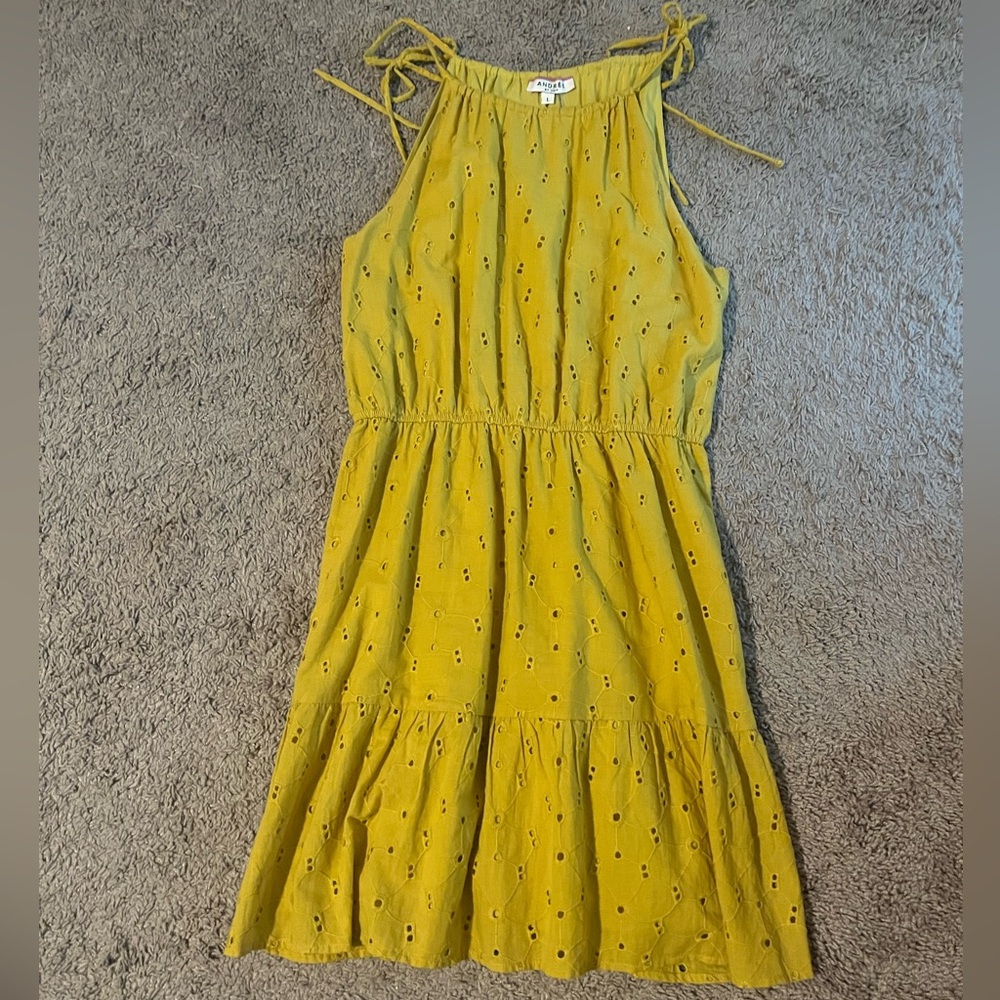 Andree Mustard Eyelet Sundress